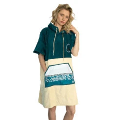 WAVE HAWAII PONCHO COTTON VELOURS PETROL En Coton Bio -Plongée Sportive Boutique WAVE HAWAII PONCHO COTTON VELOURS PETROL en coton bio WH 6